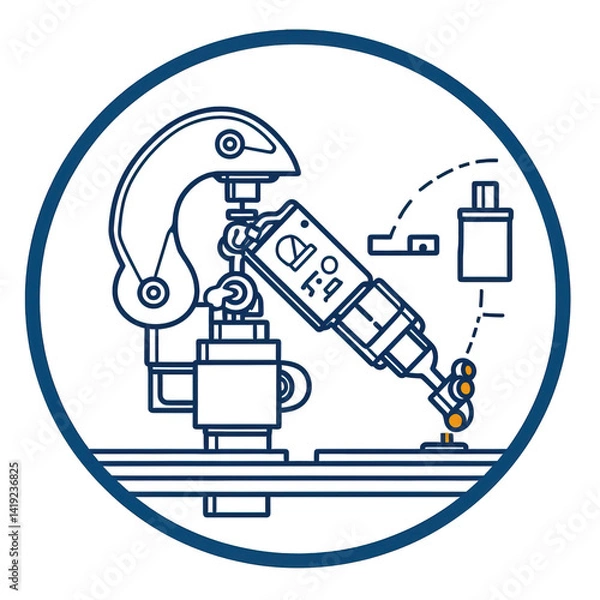 Fototapeta Robotic arm performing precision tasks in a modern industrial setting, showcasing automation technology and efficiency in manufacturing processes , isolated on white or transparent png