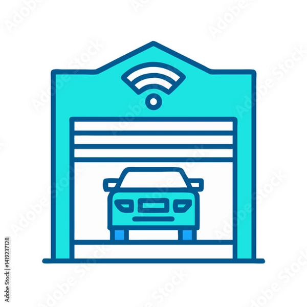 Fototapeta Garage Door Icon Representing Automated Garage and Vehicle Access