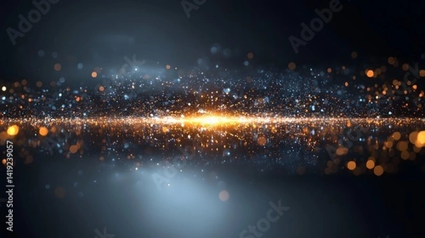 Fototapeta Visually striking digital representation of a futuristic cosmic nebula formed by swirling luminous particles of cosmic dust creating a dynamic ethereal and surreal celestial energy background