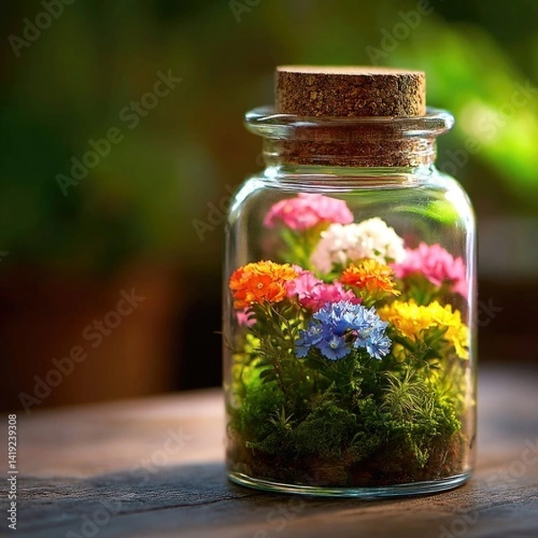 Obraz Colorful Wildflowers in a Glass Jar