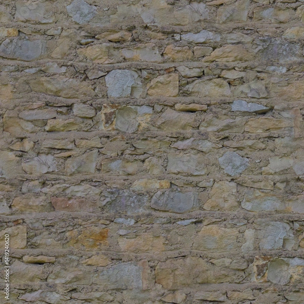 Fototapeta An old, gray wall made of stone and cement. Grey, stone background. Stone texture. Seamless image.