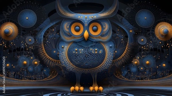 Obraz Captivating Celestial Owl with Deeply Layered Cosmic Designs in a Paper Cut Effect Showcasing a Mystical and Ethereal Aesthetic