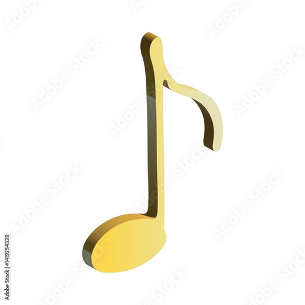 Fototapeta 3d music note. Hand drawn musical symbol. Single element for print, web, design, decor, logo