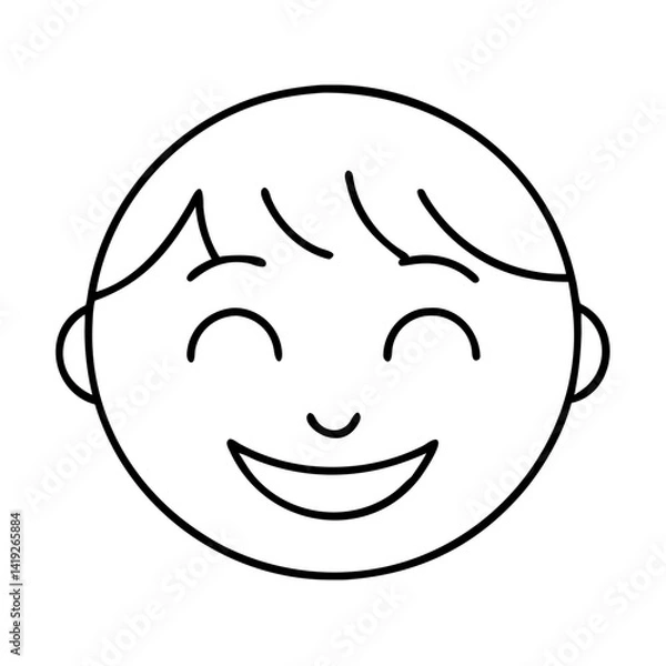 Fototapeta smiling child face icon, smiling child face line art - simple line art of smiling child face, perfect for smiling child face logos and icons