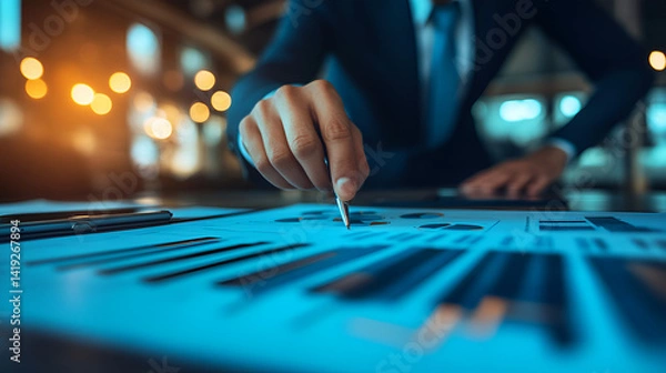Fototapeta Audit Business Concept Illustration, Evaluation and Examination of Financial Data, Corporate Risk Management and Control Strategy, business audit data statistics display on computer ,Generative AI