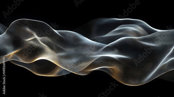 Obraz Visual Representation of a Flowing Abstract Pattern With Soft Curves and a Dark Background Showcasing Dynamic Texture and Light Effects