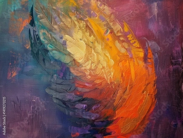 Fototapeta Abstract Colorful Painting with Feather Design
