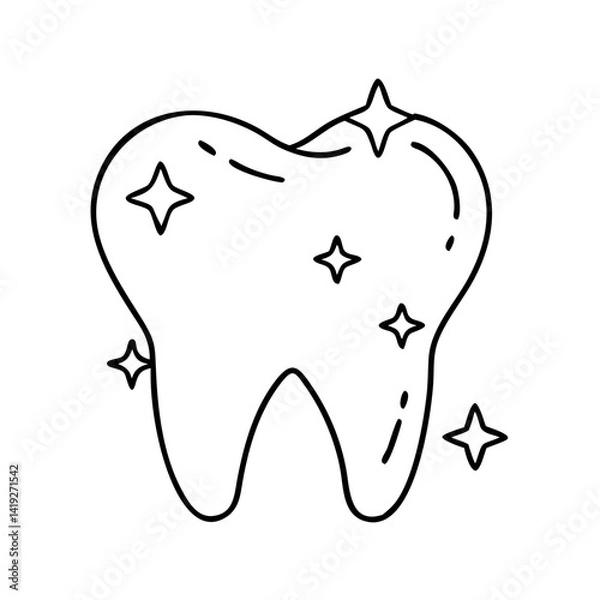 Fototapeta sparkly tooth icon, sparkly tooth line art - simple line art of sparkly tooth, perfect for sparkly tooth logos and icons
