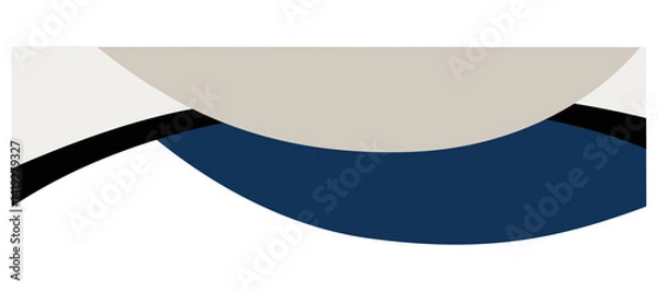 Fototapeta Simple Blue and Beige Curve Shapes. Decorative Element of Header and Corner Border Frame.