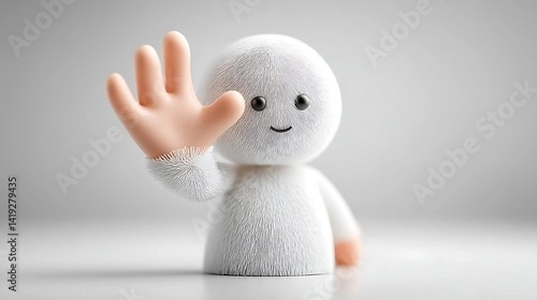 Obraz White Textured Figure Raising Hand in Stop Gesture