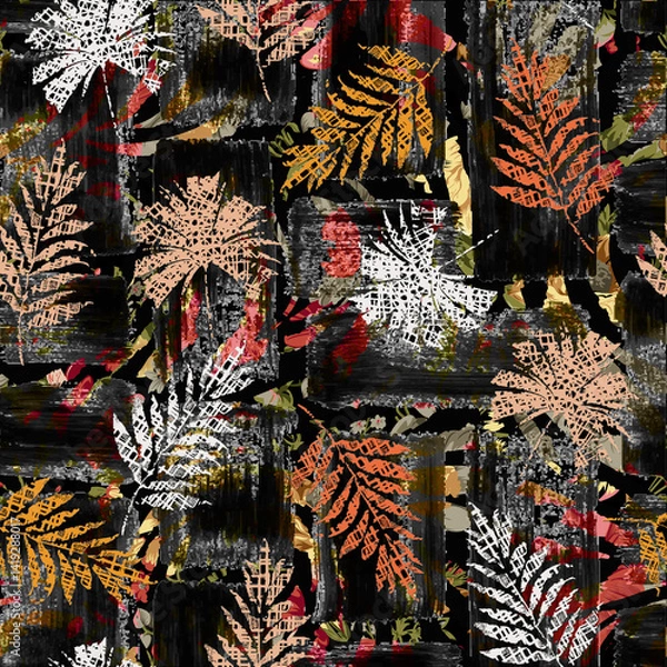 Obraz seamless pattern with flowers and leaves