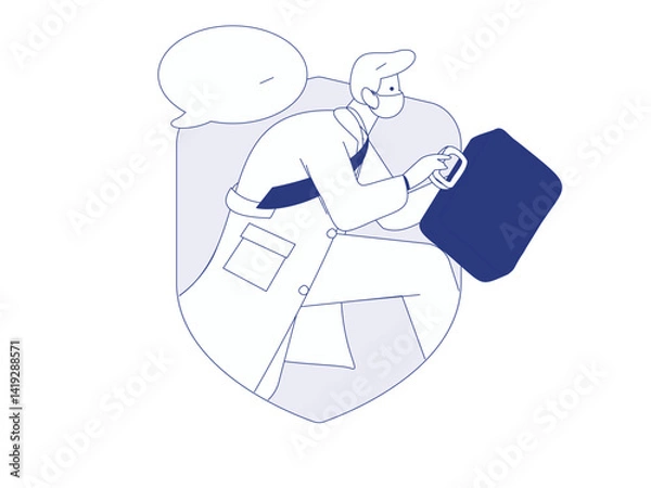 Obraz Medical characters fighting the epidemic flat vector concept operation hand drawn illustration
