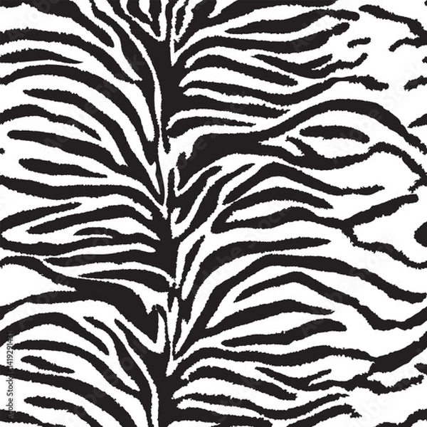 Fototapeta Zebra skin pattern in black and white for textile print for fabric, seamless pattern