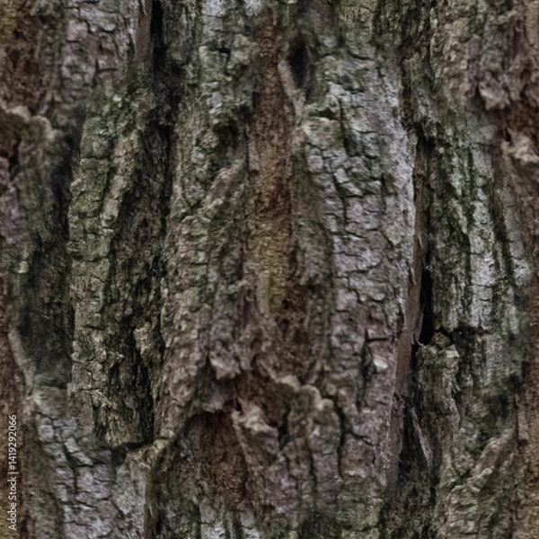Fototapeta Tree bark close-up. Grey wood background. Wood texture. Seamless image.