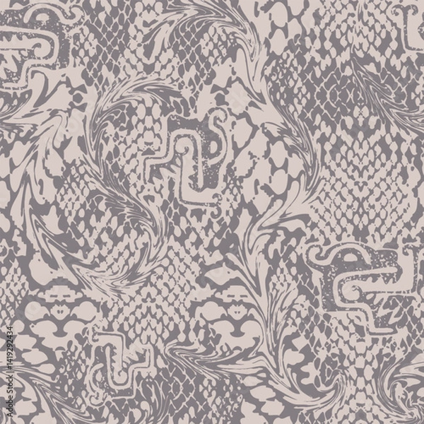 Fototapeta Desert Snake Skin Fusion Seamless Pattern for Textile Print on Fabric