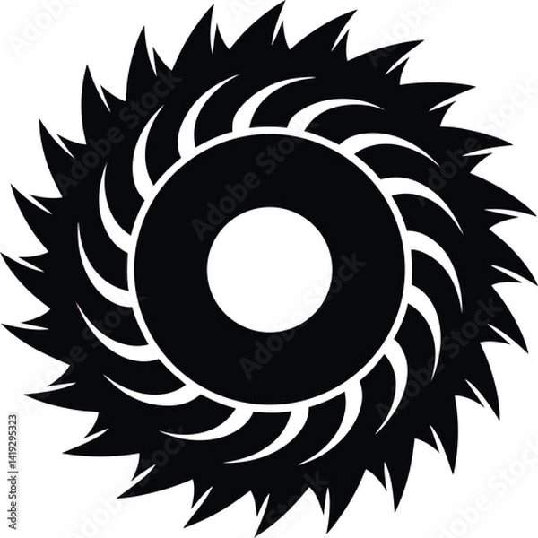 Obraz Circular Saw Blade Silhouette Vector - Sharp Tool Icon Graphic