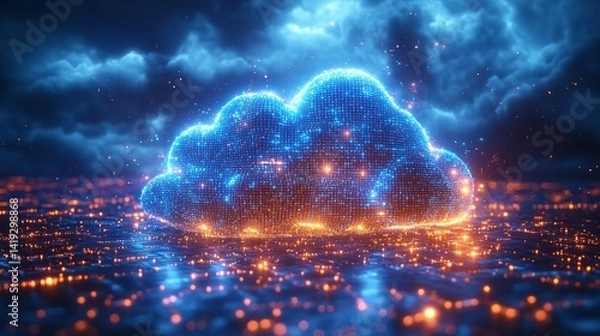 Fototapeta Cloud computing technology digital transformation data storage network solutions innovation platform services