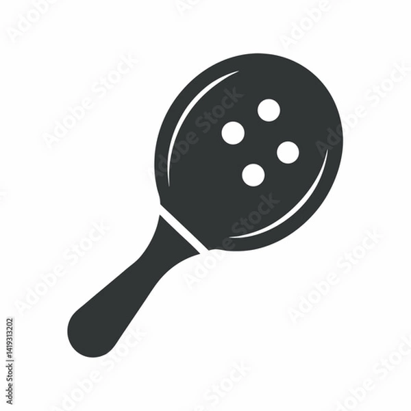 Fototapeta Simple black and white maraca vector illustration musical percussion instrument