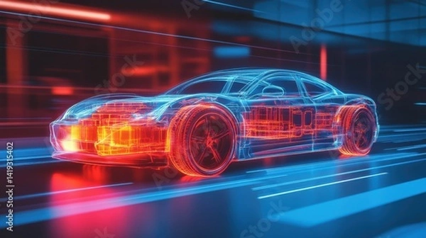 Fototapeta Using CAE simulations, analyze the thermal management system of electric vehicle batteries