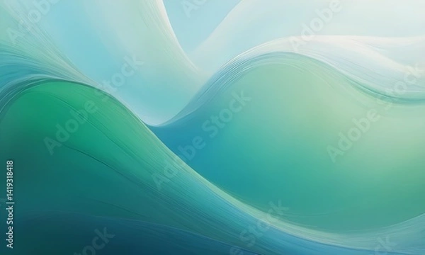 Fototapeta  abstract digital painting with smooth gradients blending shades of blue, green, and white
