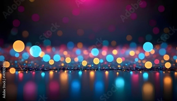 Fototapeta Bright bokeh lights on abstract background, smooth depth of field, lighting and blur effects.