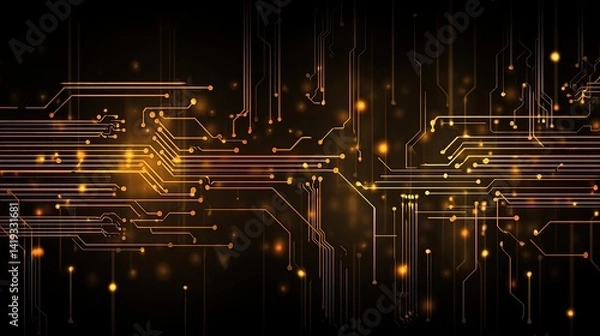 Fototapeta Glowing circuit board abstract technology background Generative AI