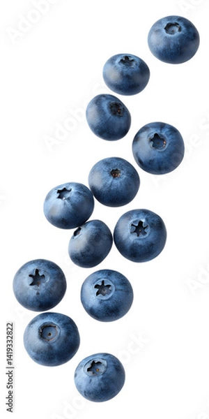 Fototapeta Blueberries falling isolated on transparent background