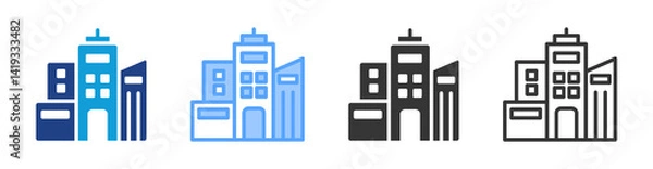 Obraz Buildings icon set multiple style collection