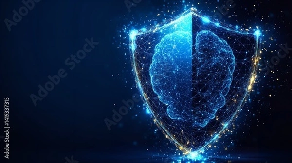 Obraz Brain protection security intelligence network technology shield ai future innovation concept