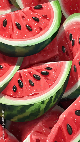 Fototapeta slices of watermelon on a plate