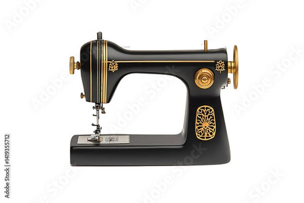 Obraz A vintage sewing machine with intricate designs, showcasing its elegant curves and classic craftsmanship.