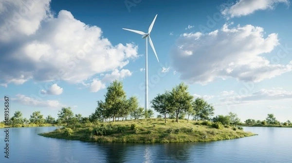 Obraz A wind turbine isolated on white background, cutout