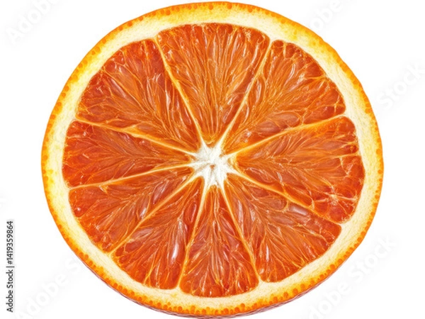 Fototapeta A Detailed Closeup of a Sliced Orange Revealing its Vibrant Interior Segments and Texture