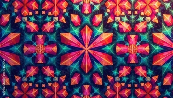 Fototapeta Geometric shapes, flawlessly repeating design, pattern, background