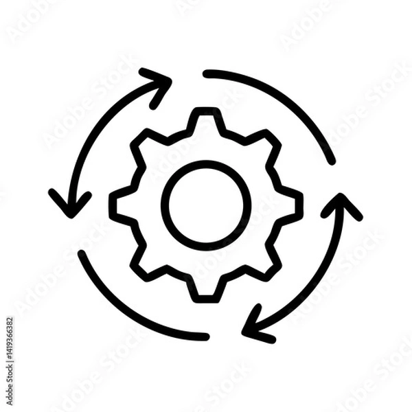 Obraz Gear with Circular Arrow Workflow Icon Design