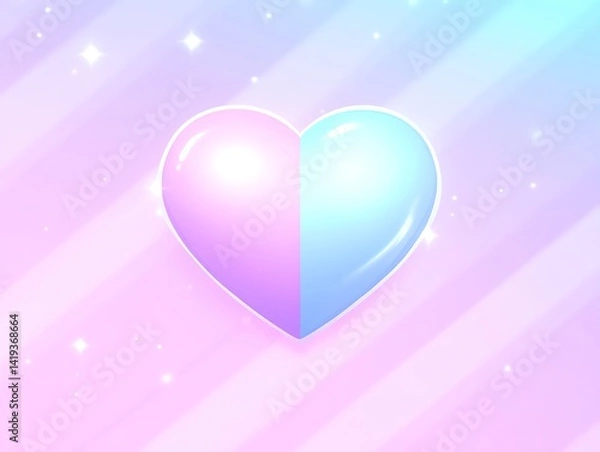 Fototapeta Whimsical Heart with Pastel Hues on Soft Striped Gradient Backdrop
