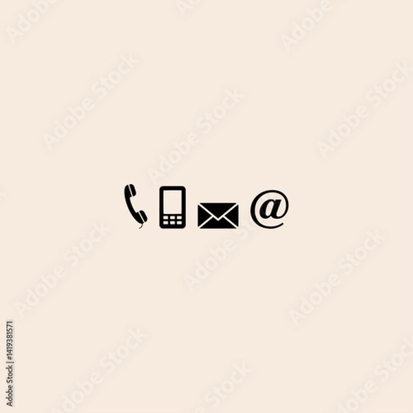Fototapeta Contact black icon flat vector design.