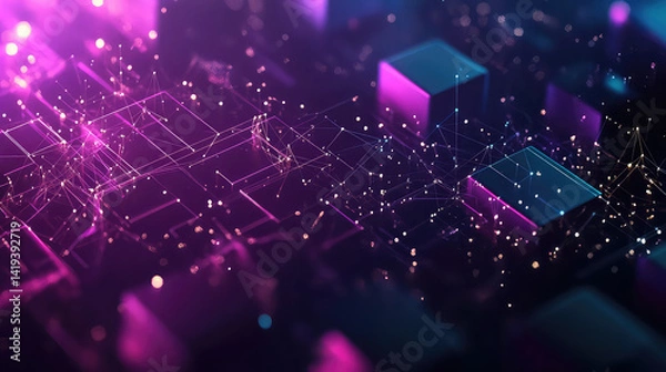Obraz Neon Cubes Network Abstract Background