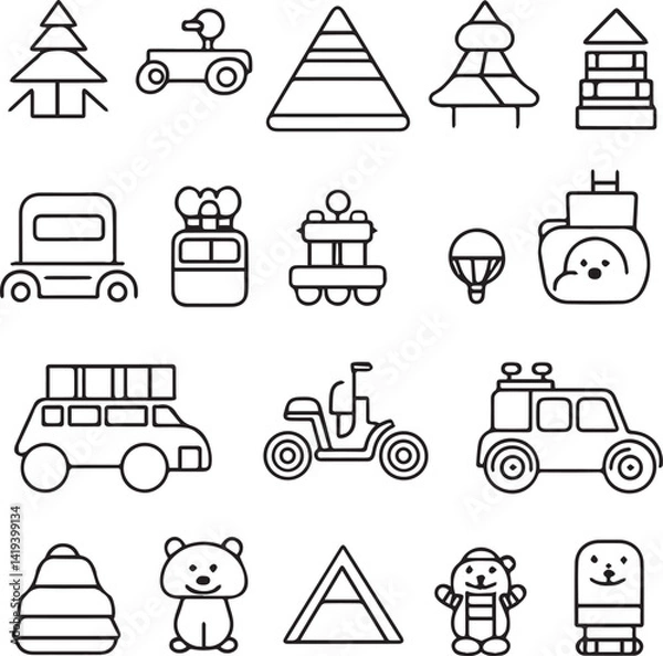 Fototapeta set of children toy vector