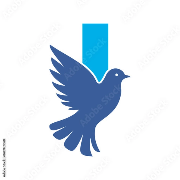 Fototapeta Initial Pigeon Logo combine with letter I vector template	