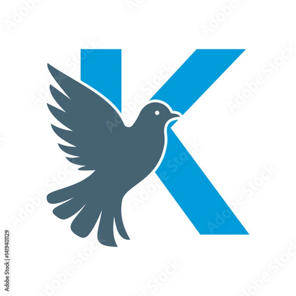 Fototapeta Initial Pigeon Logo combine with letter K vector template	