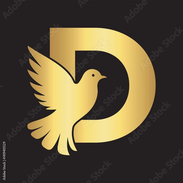 Fototapeta Initial Pigeon Logo combine with letter D vector template	