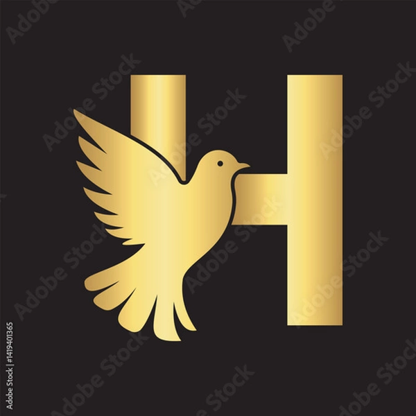 Fototapeta Initial Pigeon Logo combine with letter H vector template	