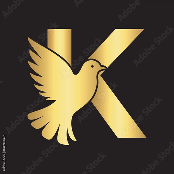 Fototapeta Initial Pigeon Logo combine with letter K vector template	