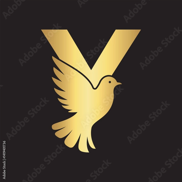 Fototapeta Initial Pigeon Logo combine with letter Y vector template	