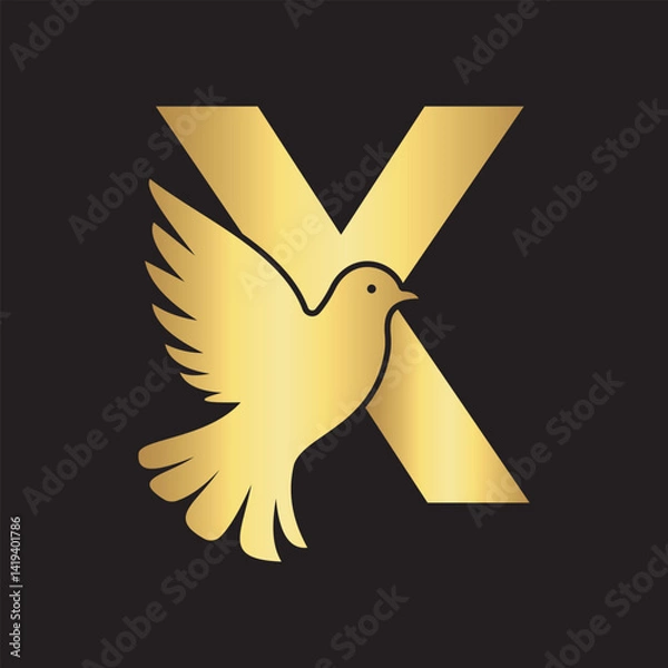 Fototapeta Initial Pigeon Logo combine with letter X vector template	