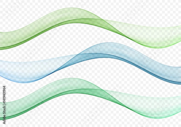 Fototapeta Wave collection, translucent colorful abstract waves, smooth lines.