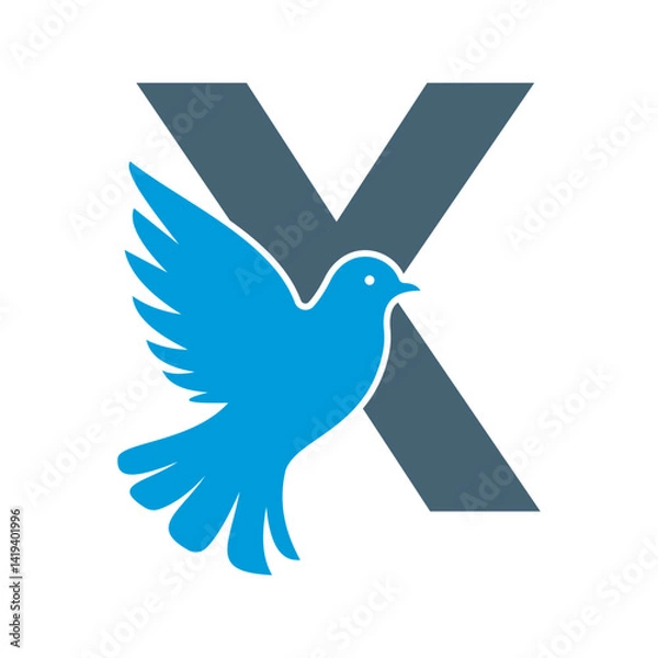 Fototapeta Initial Pigeon Logo combine with letter X vector template	