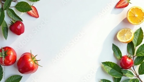 Fototapeta White seamless backdrop, highlighting products, makeup, isolated