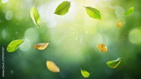 Fototapeta Leaves Gently Moving in the Wind - Macro Photography Shot